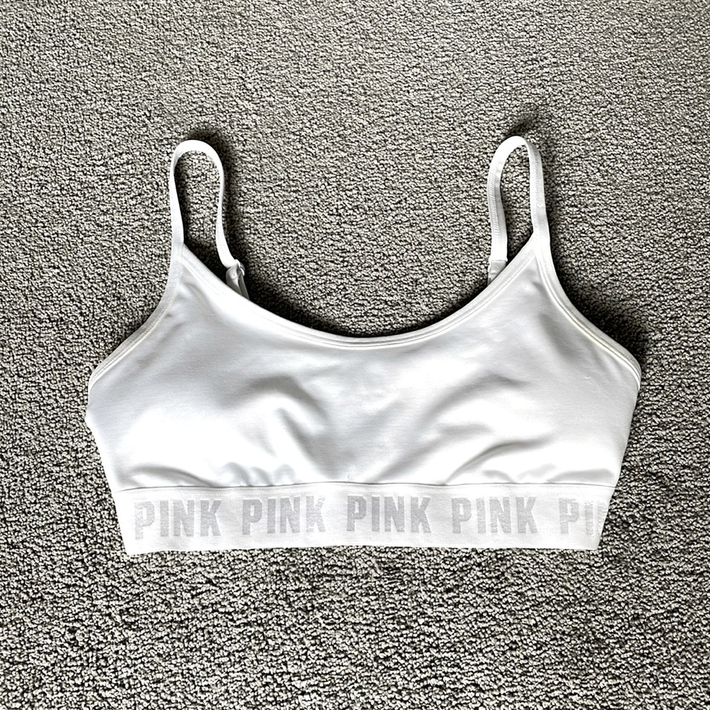 PINK sports bra white